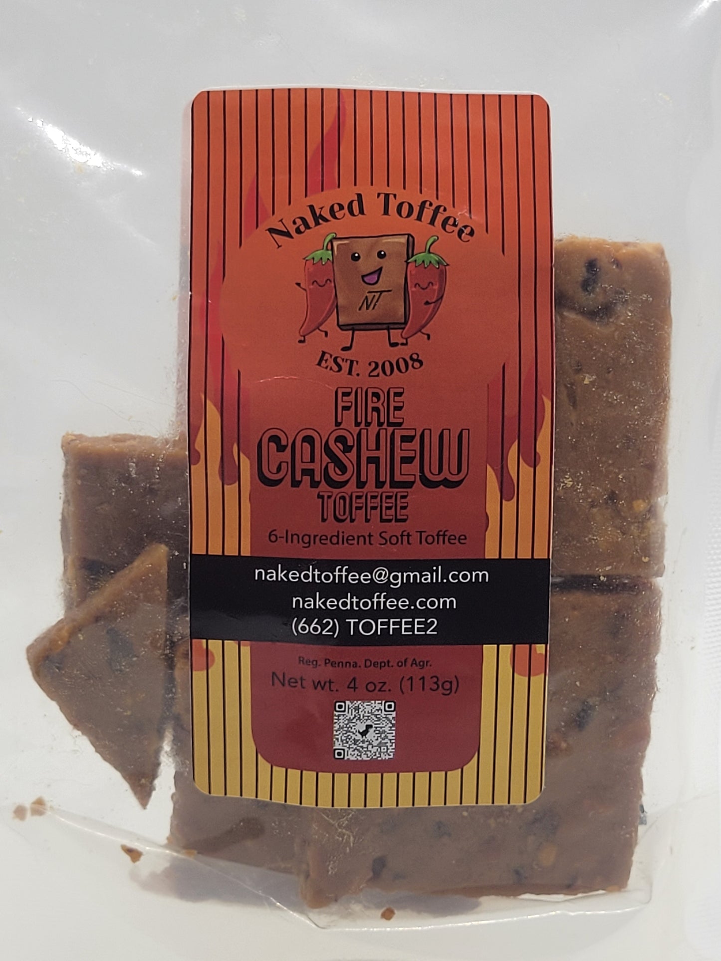 (hot) Fire Cashew Toffee - 1/4 pound