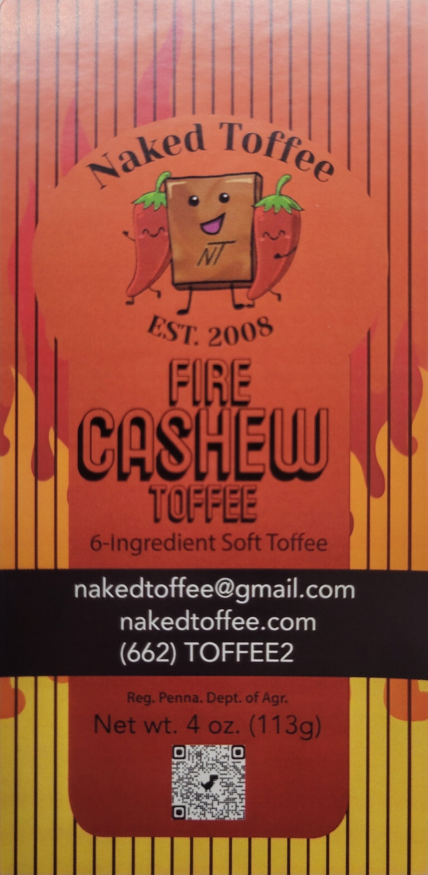 (hot) Fire Cashew Toffee - 1/4 pound