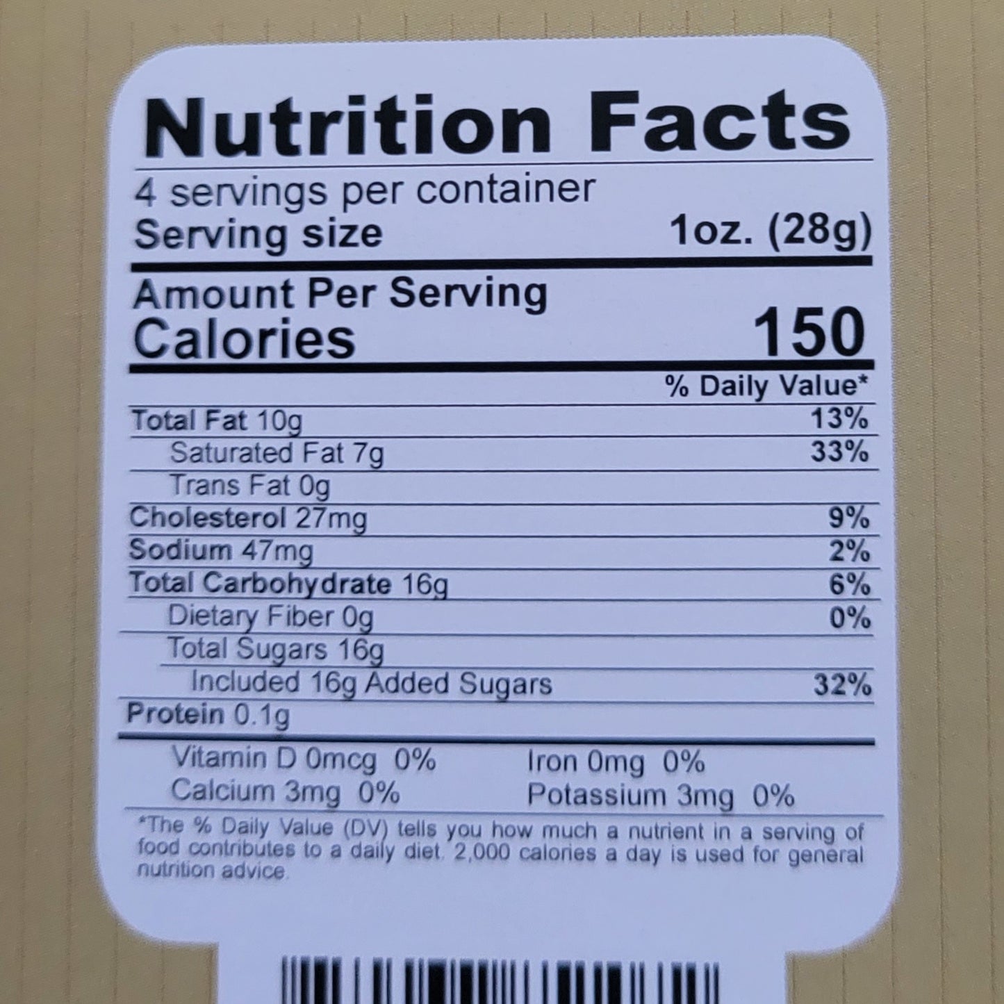 Handmade Naked Toffee Coffee Flavor Nutrition Facts
